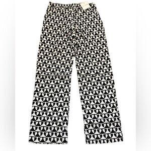 Black and White block heart jeans